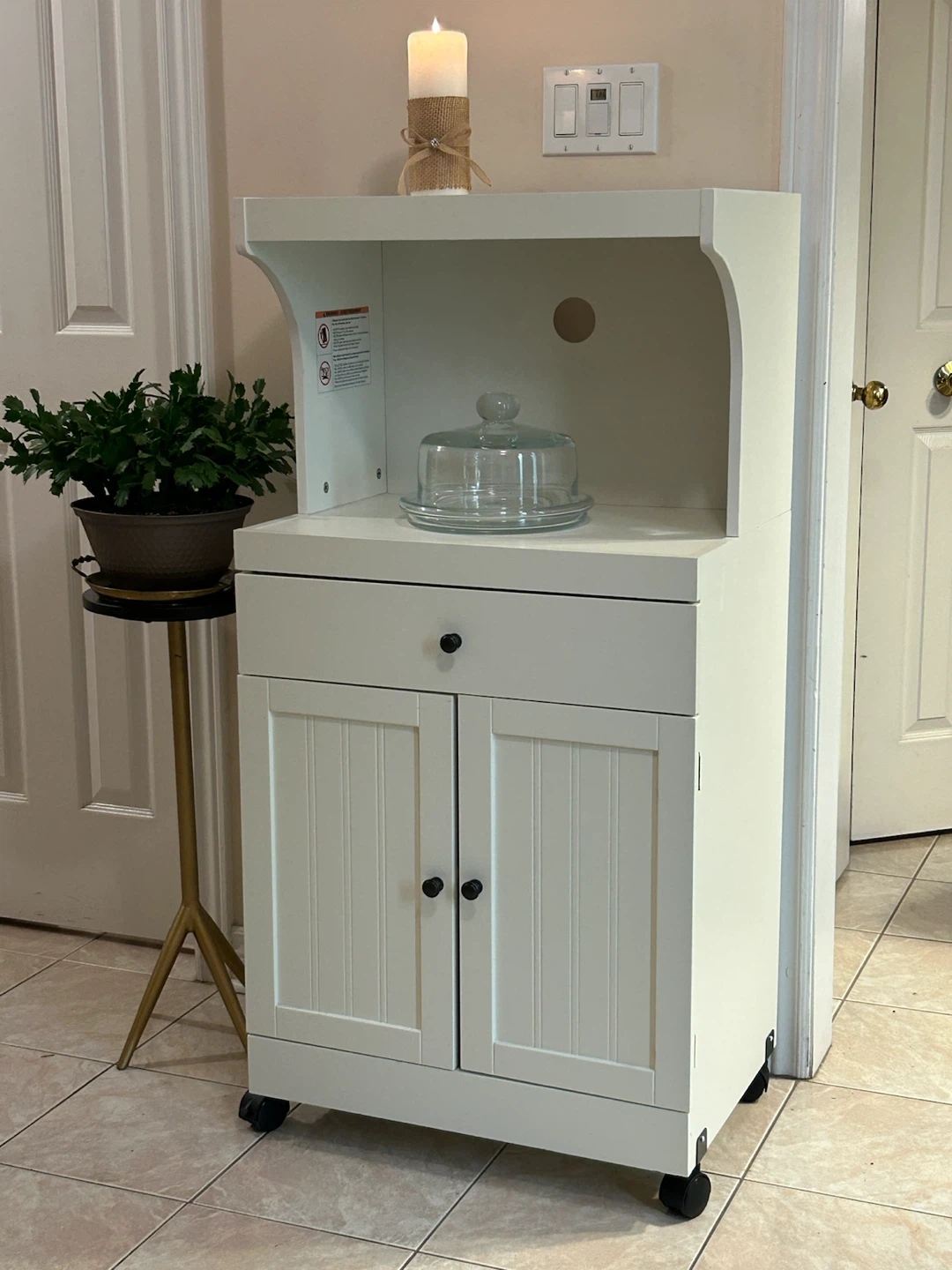 White Kitchen Cart with Storage