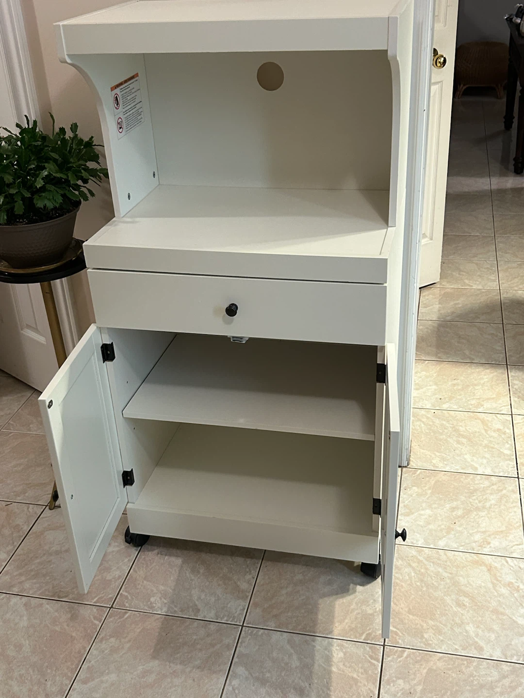 White Kitchen Cart with Storage - photo 2