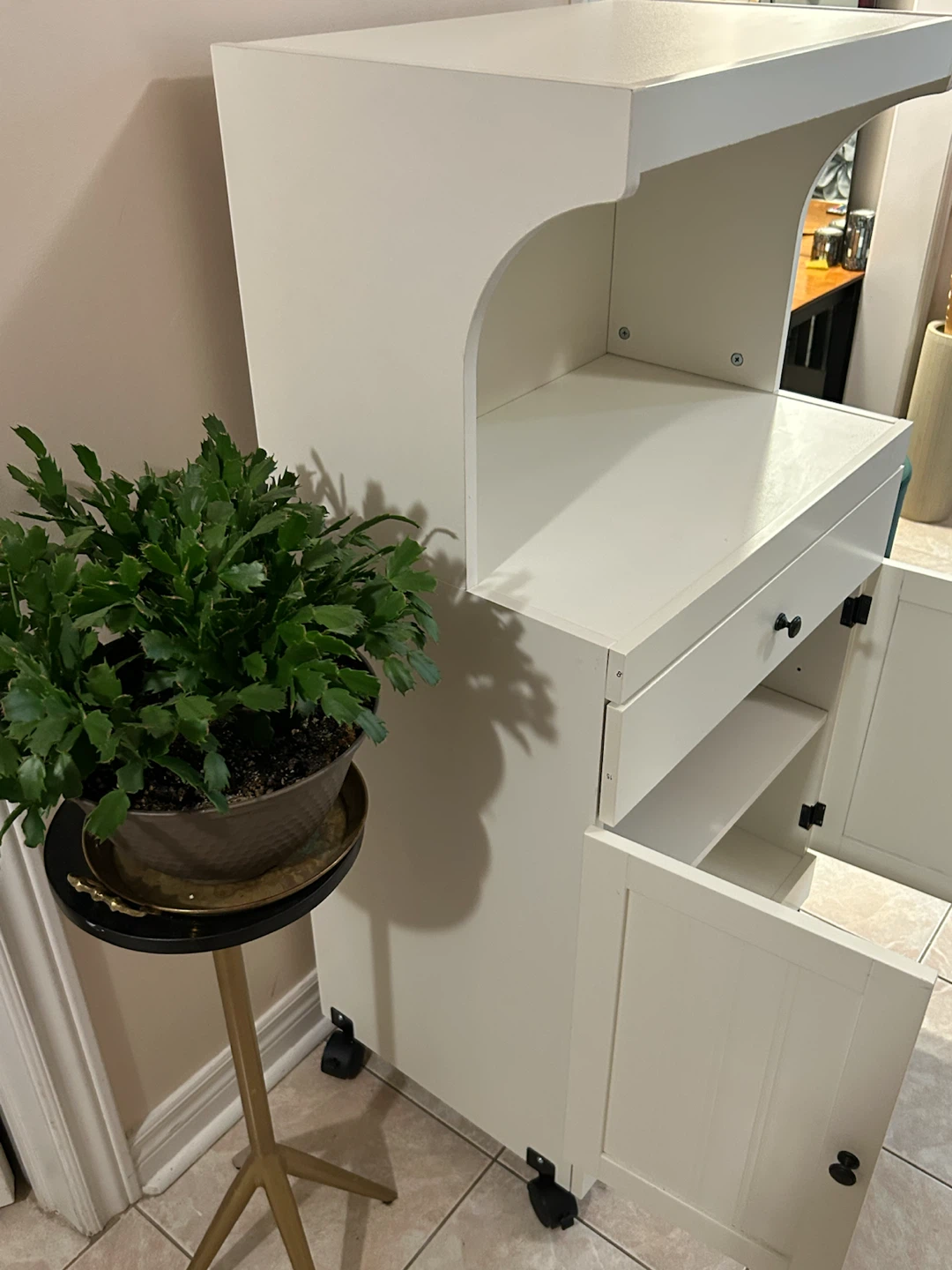 White Kitchen Cart with Storage - photo 4