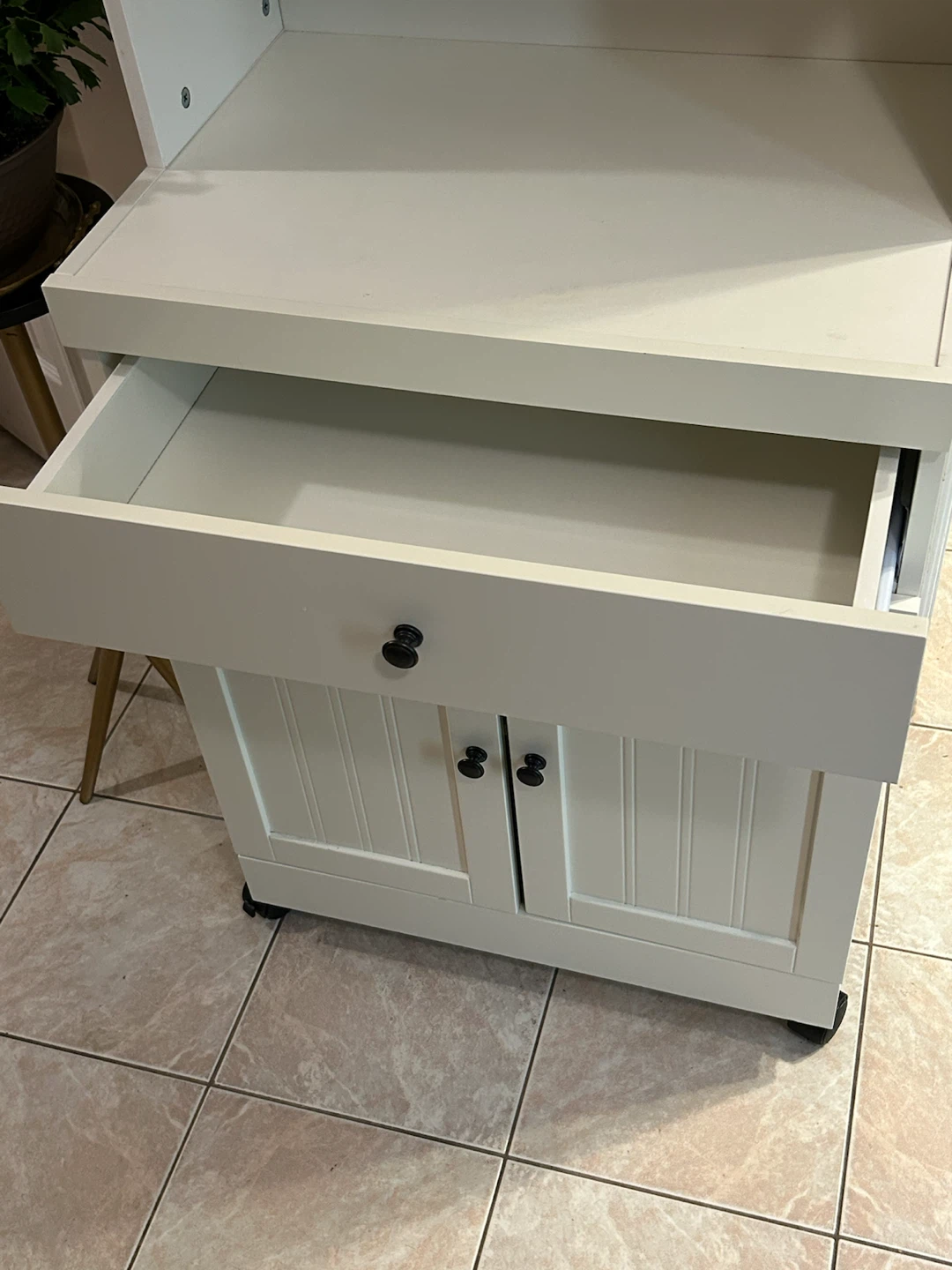 White Kitchen Cart with Storage - photo 5