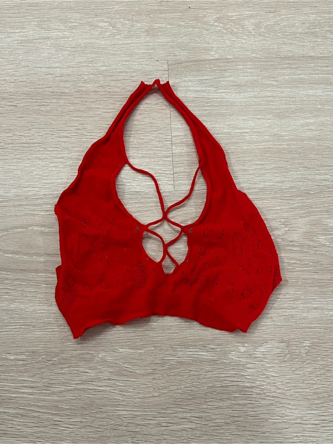 Red Lace-Up Halter Top - photo 2