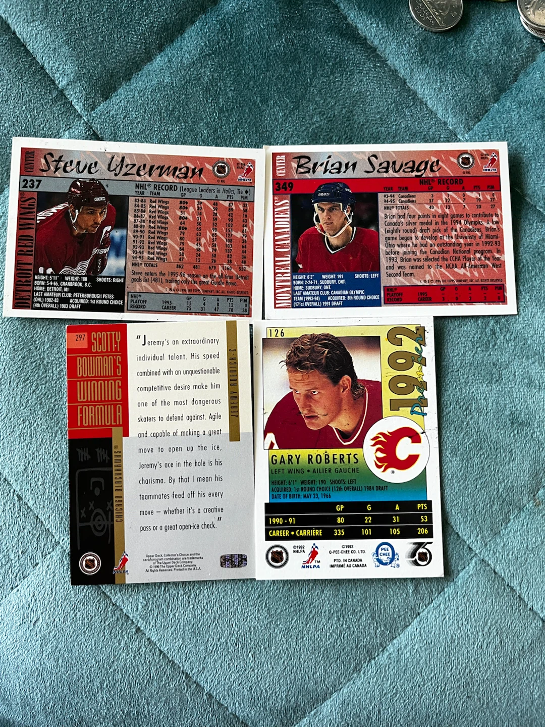 NHL Hockey Cards: Steve Yzerman, Brian Savage, Gary Roberts - photo 2