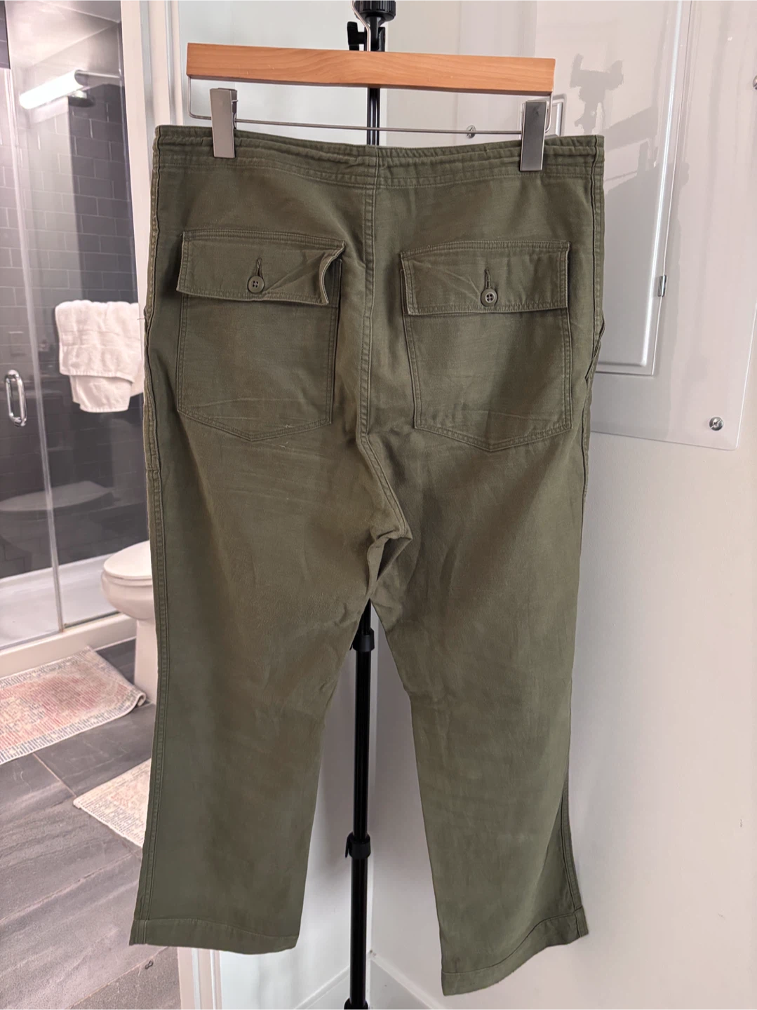 NEEDLES REVERSED SATEEN STRING FATIGUE TROUSERS - photo 2