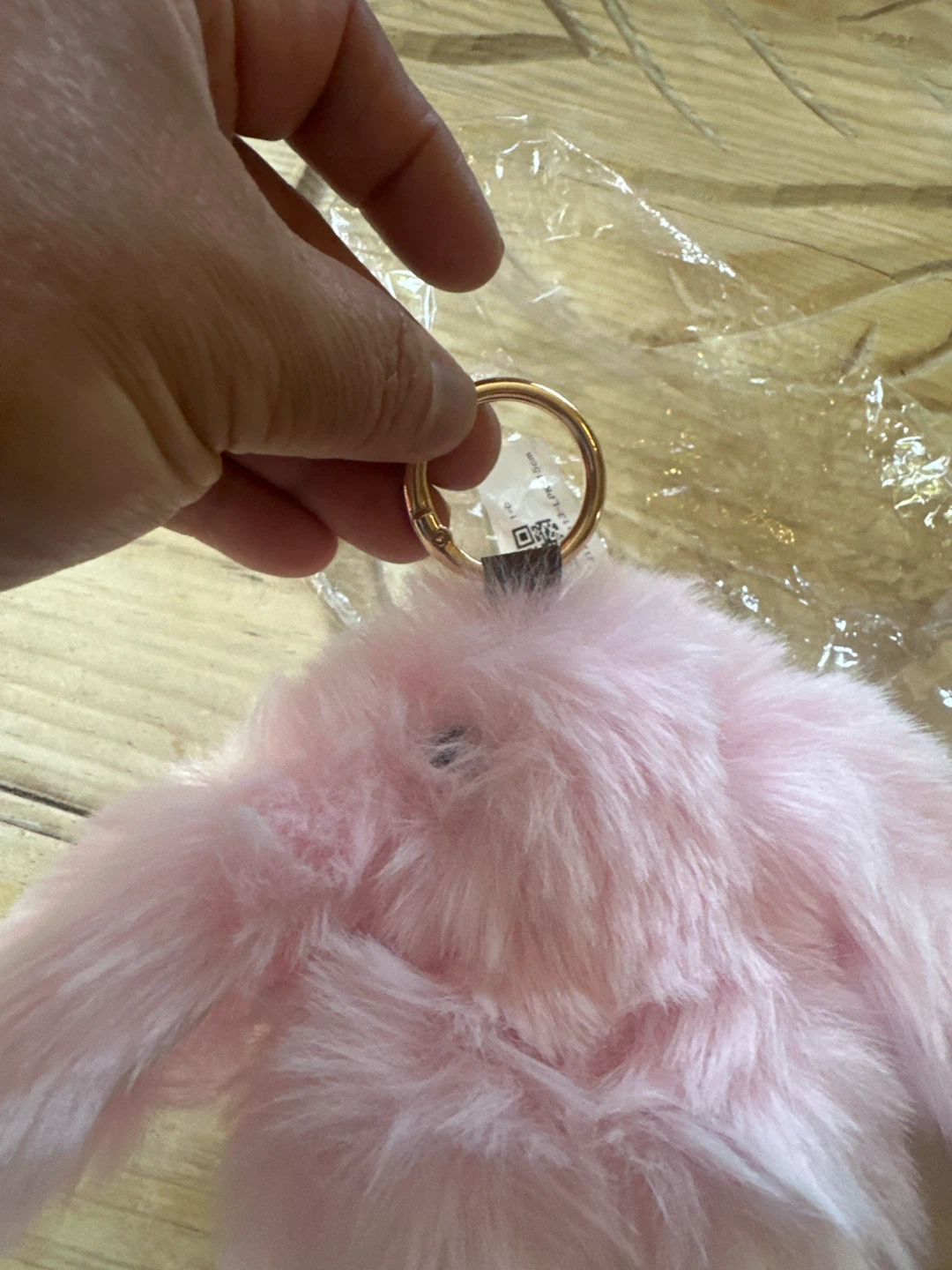 Pink Fluffy Bunny Keychain Charm - photo 5
