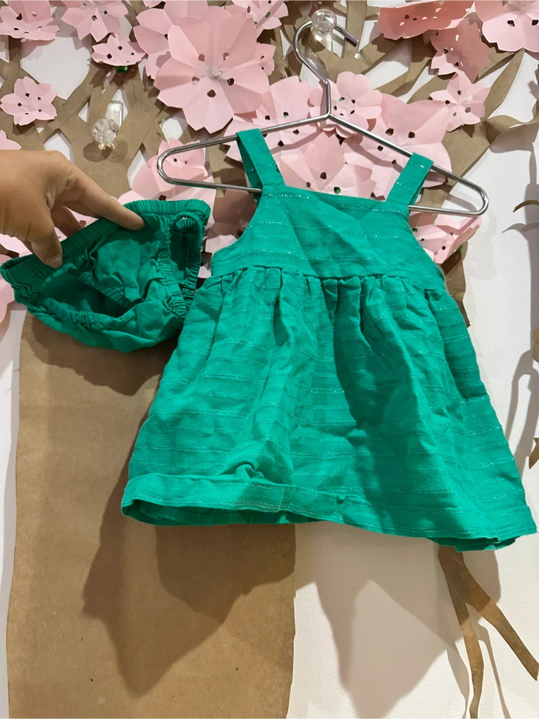 3m Green Baby Dress with Bloomers - photo 2