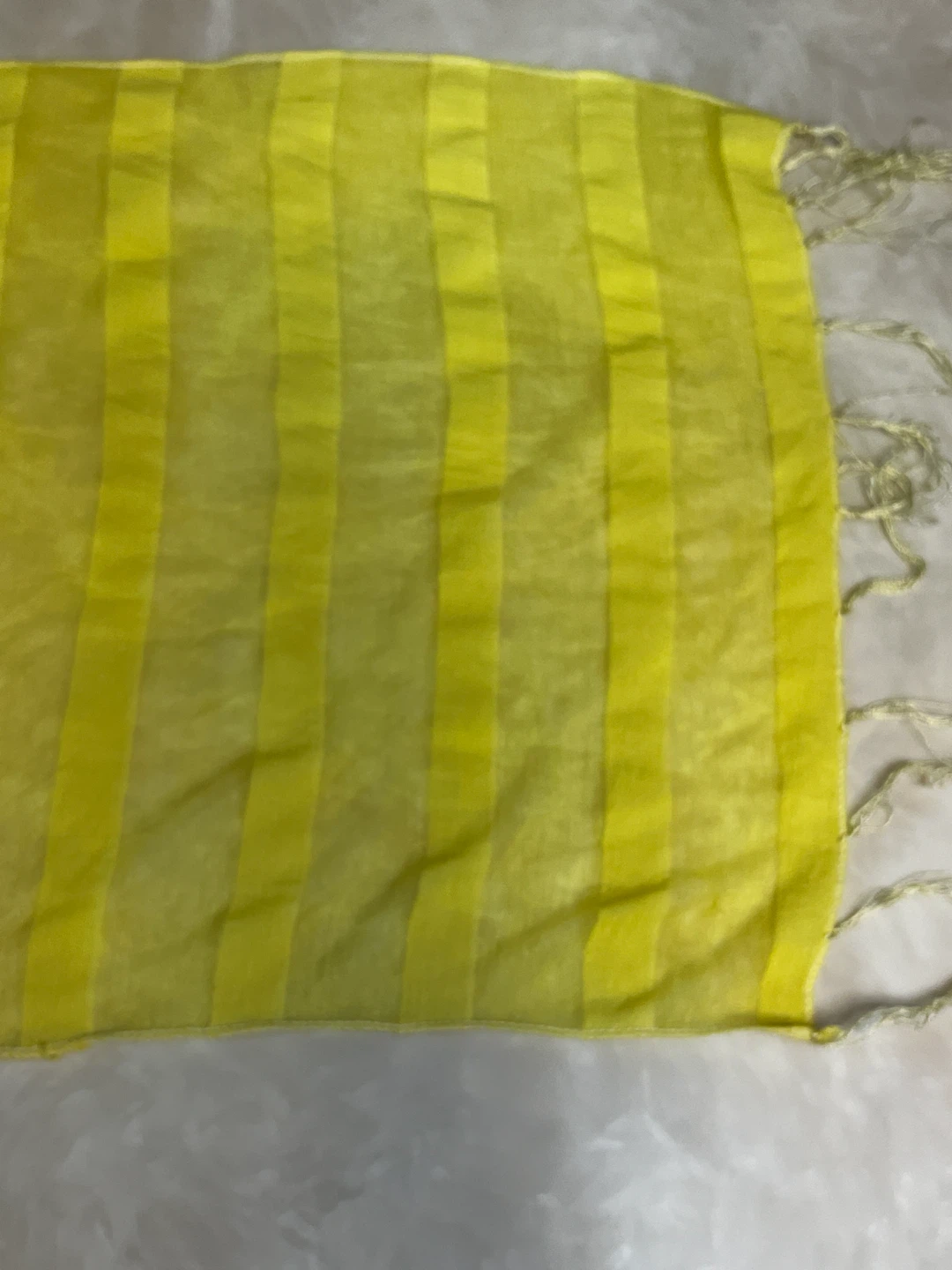 Yellow Plaid Sheer Scarf with Fringe - photo 3