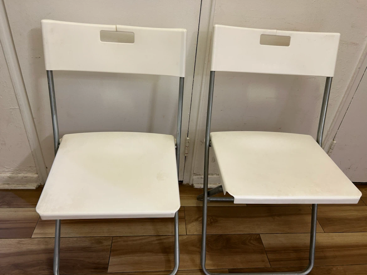 Set of 2 White IKEA Folding Chairs