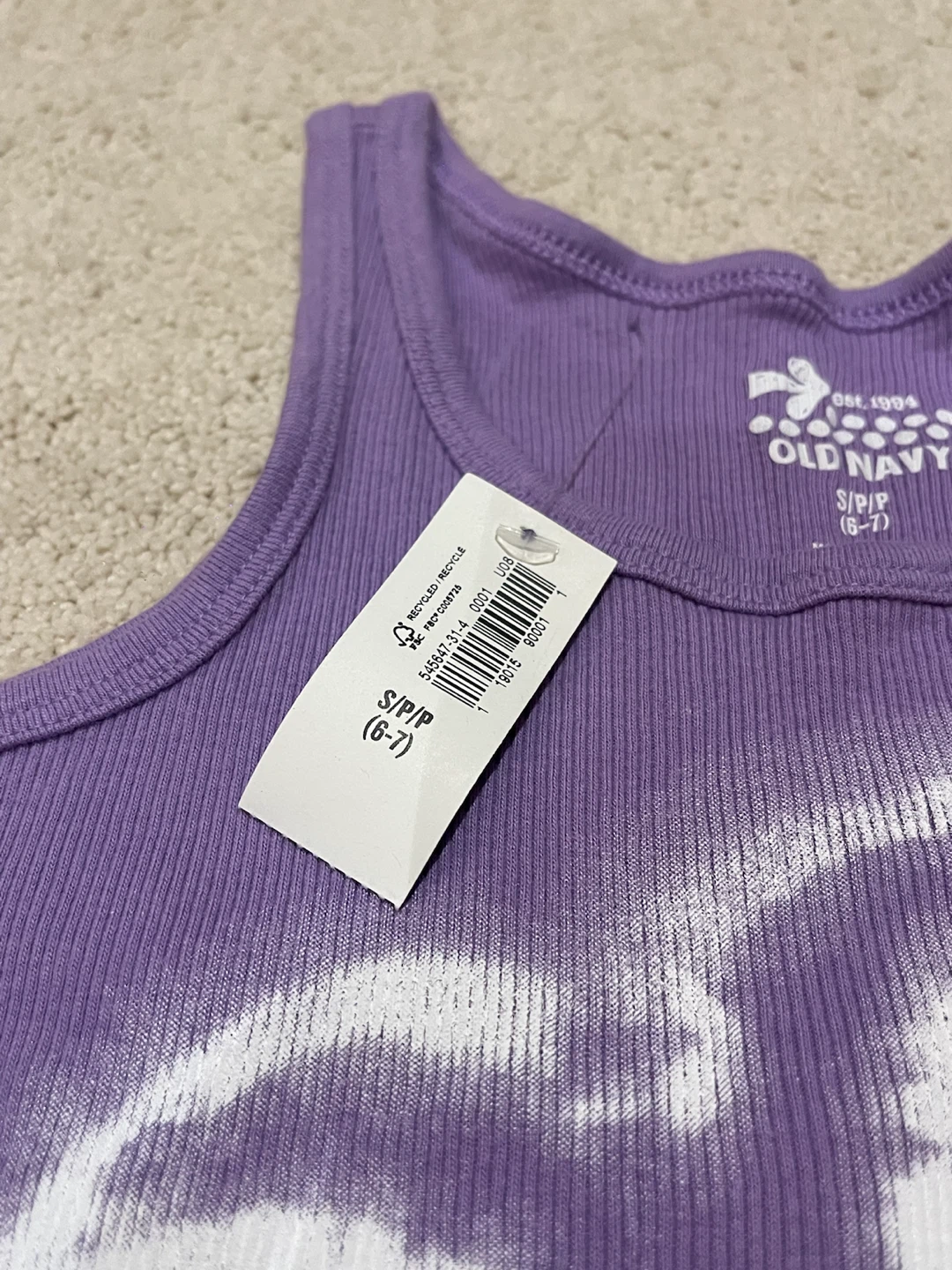 Old Navy Purple Tank Top with Palm Tree Graphic - Size S/P (6-7) - photo 2
