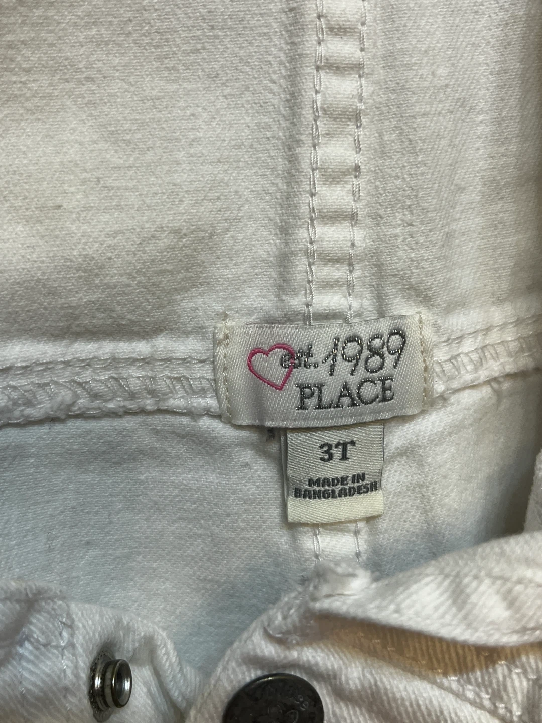 The Children's Place White Embroidered Denim Shortalls Size 3T - photo 4