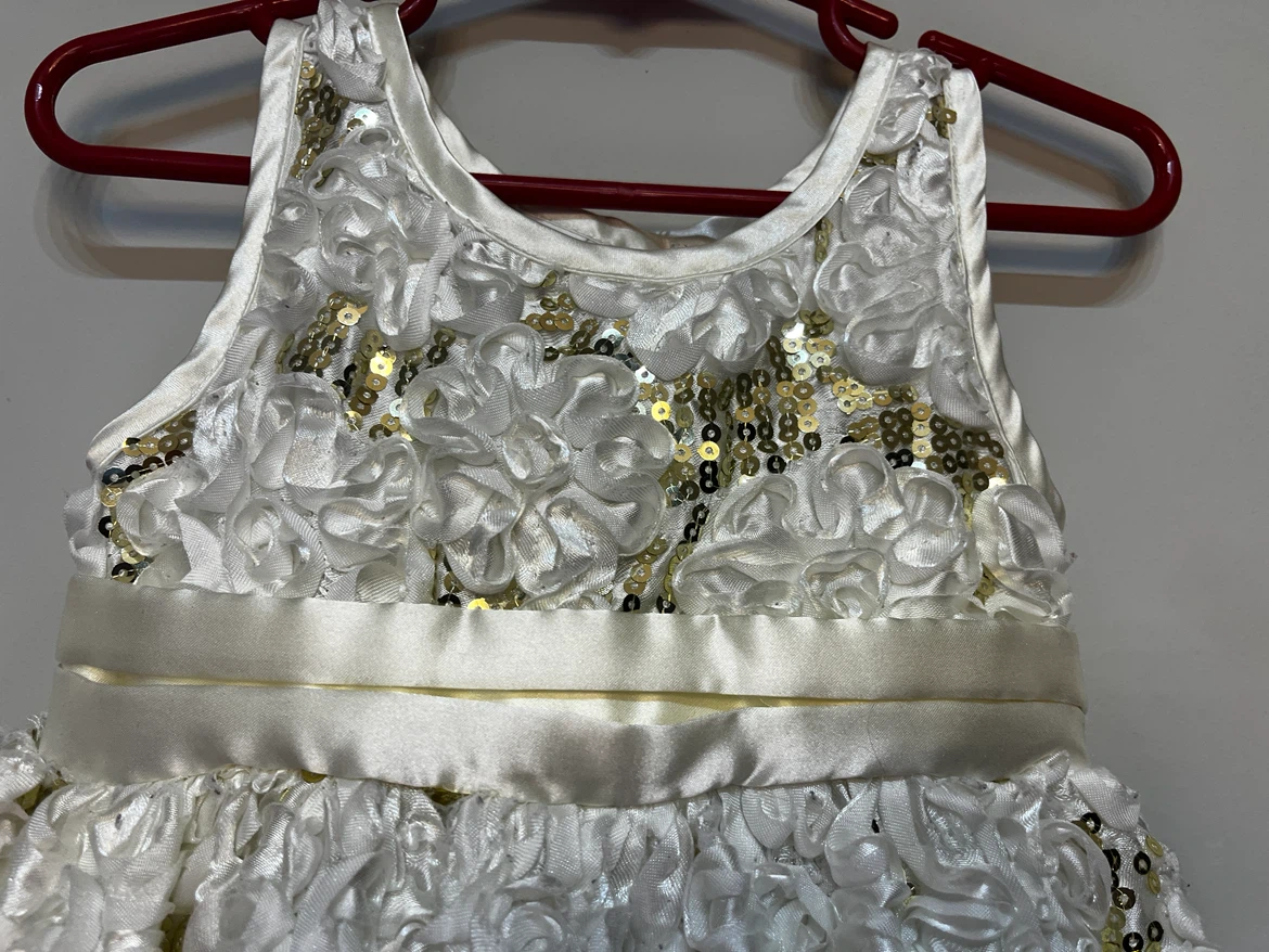 White & Gold Sequin Rosette Dress - photo 2
