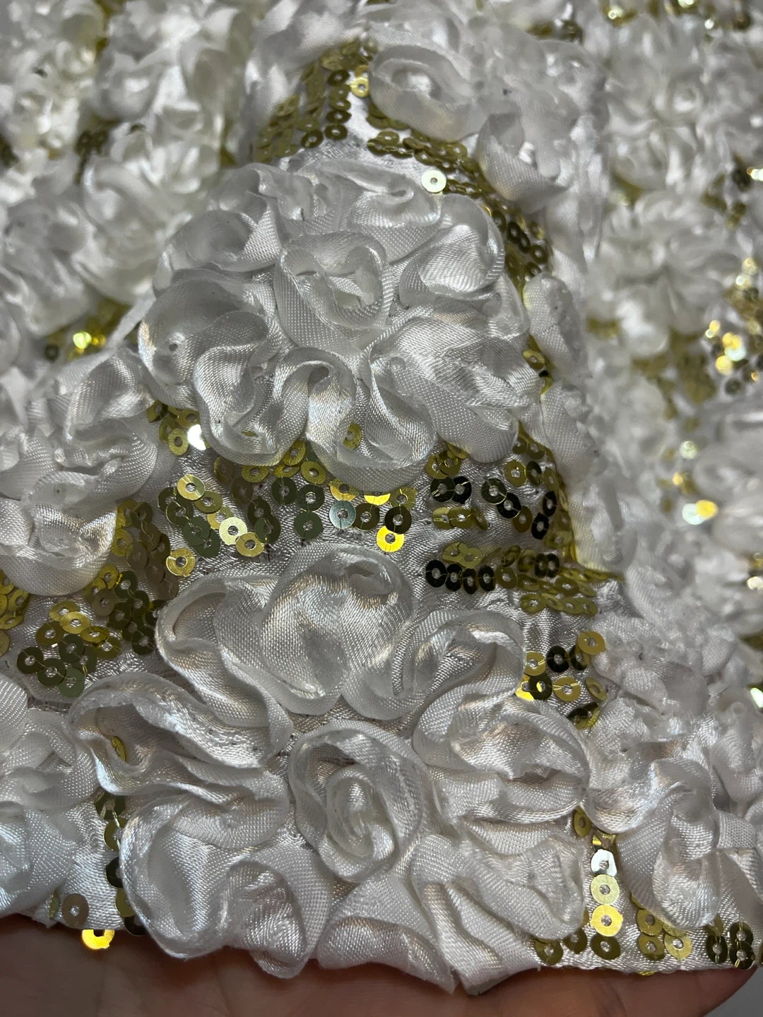 White & Gold Sequin Rosette Dress - photo 3