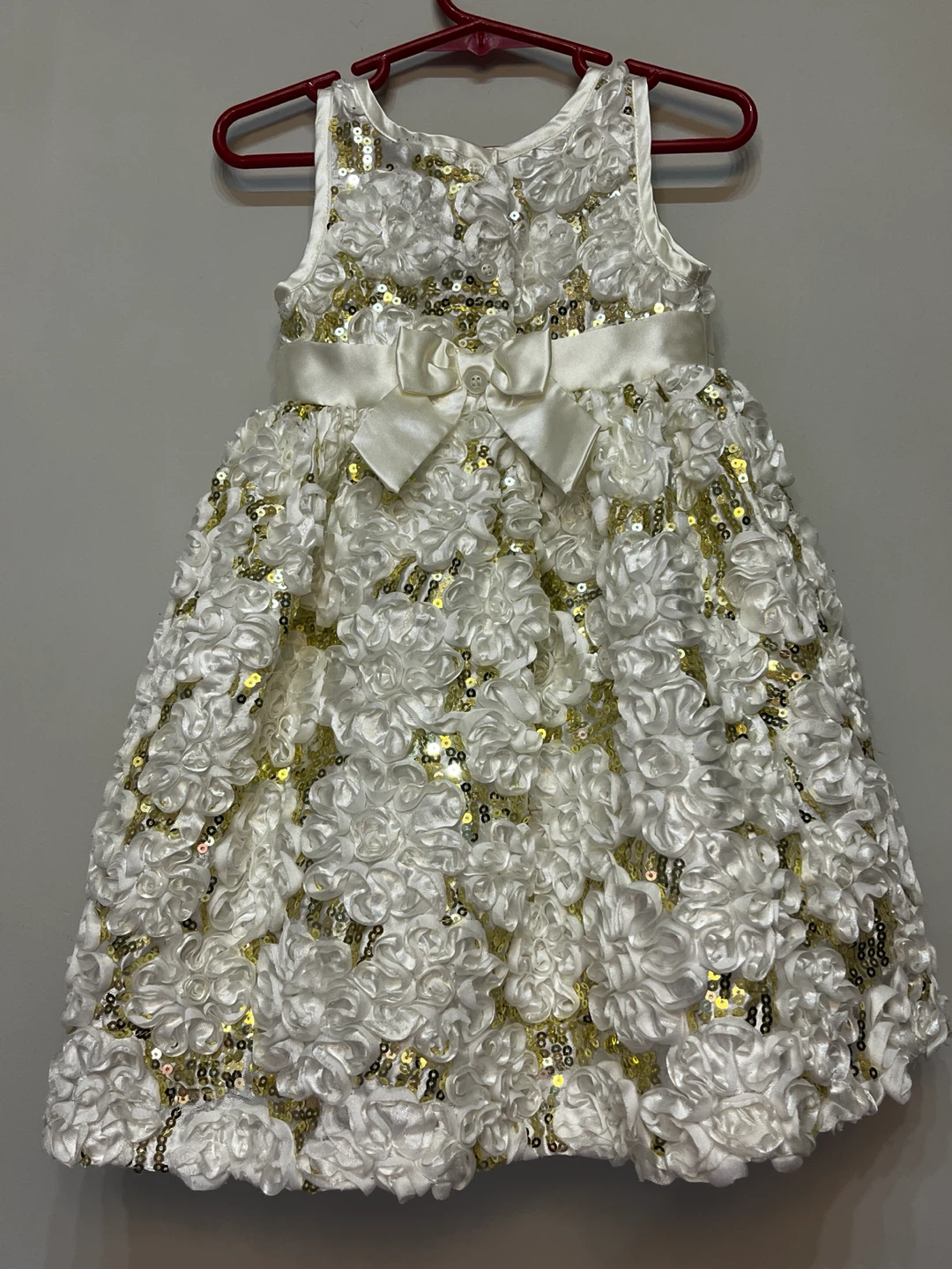 White & Gold Sequin Rosette Dress - photo 4