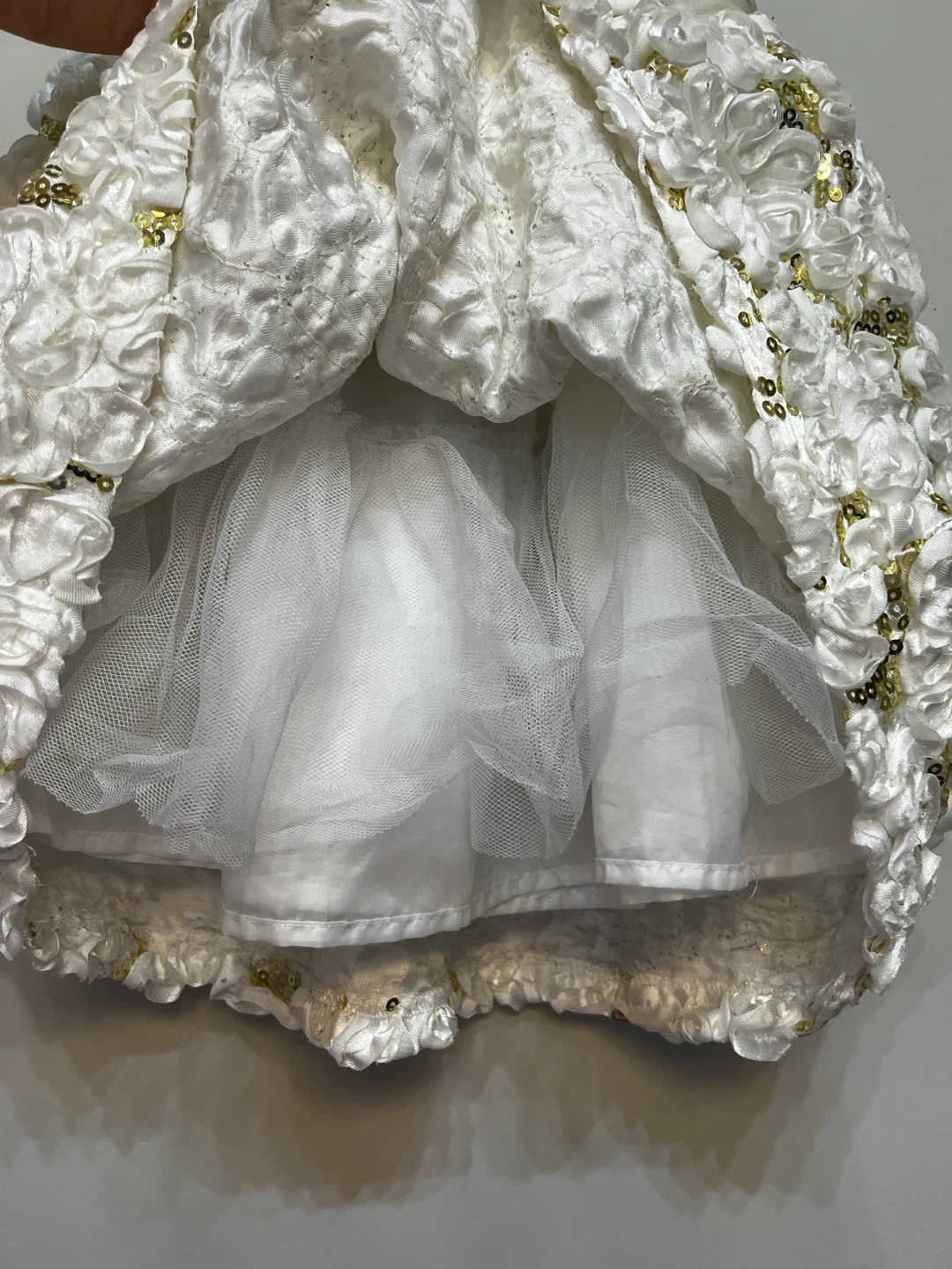 White & Gold Sequin Rosette Dress - photo 5