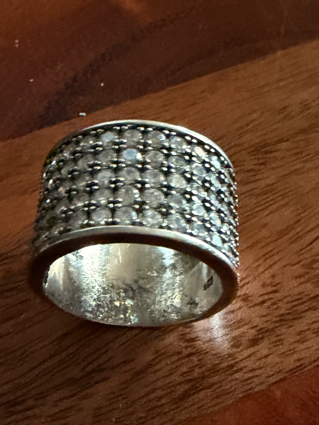 Sterling Silver CZ Band Ring Size8.5-9, Wide Band