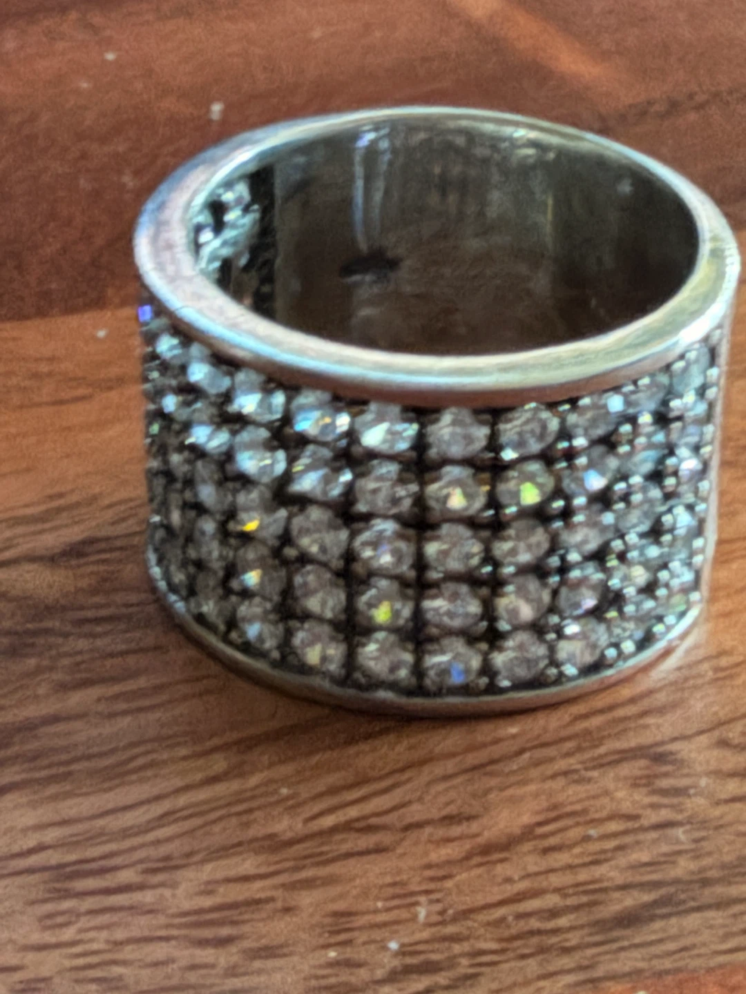 Sterling Silver CZ Band Ring Size8.5-9, Wide Band - photo 2