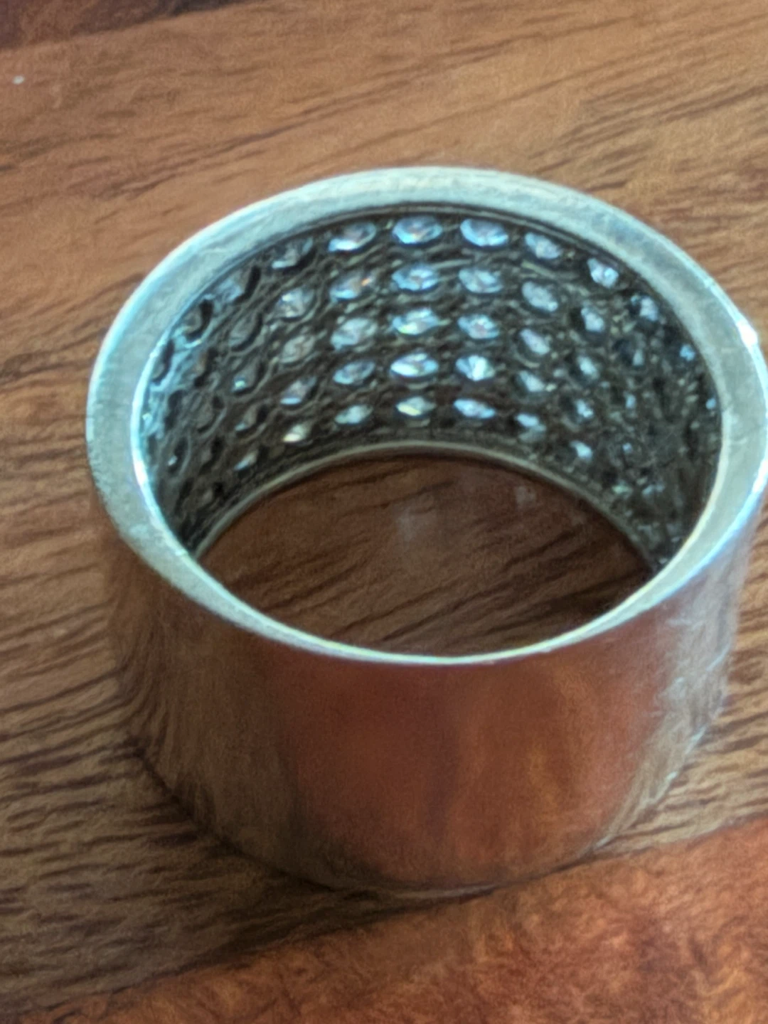 Sterling Silver CZ Band Ring Size8.5-9, Wide Band - photo 3