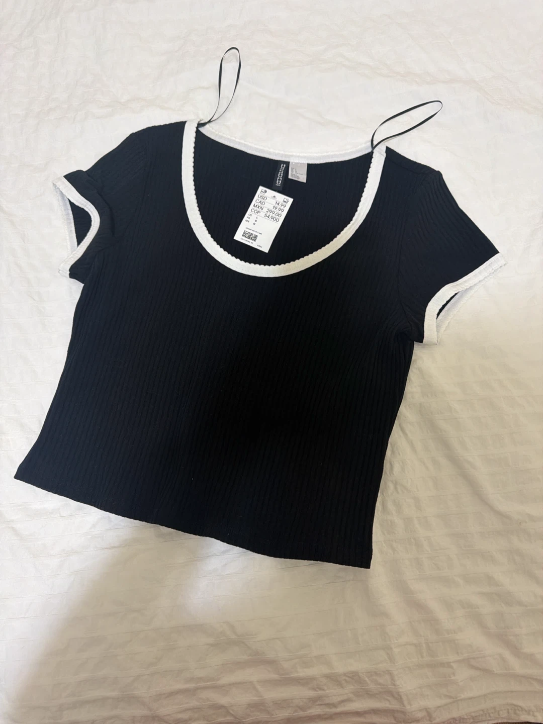 H&M Black Ribbed Crop Top