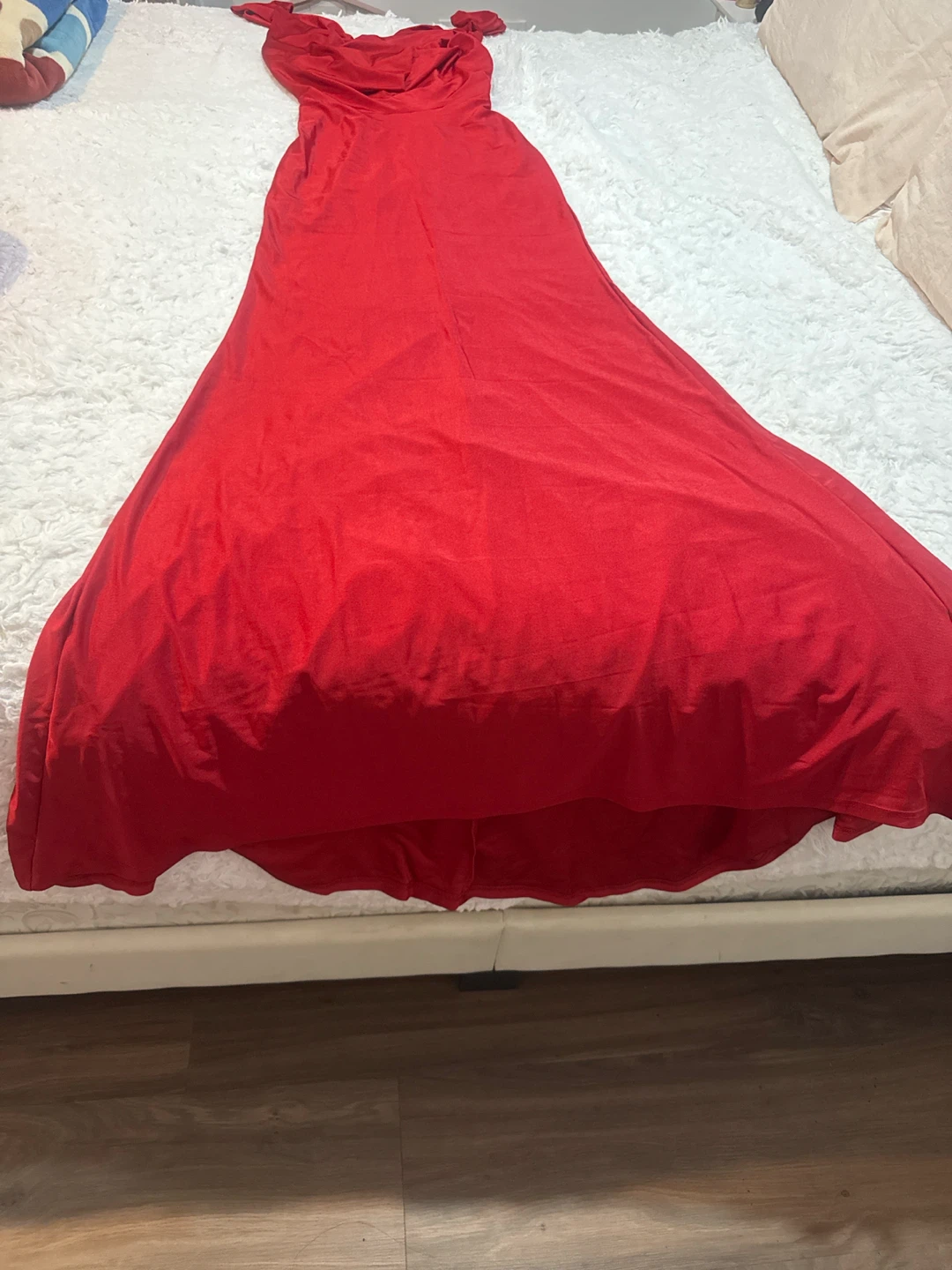Red Off-the-Shoulder Maxi Dress - photo 3