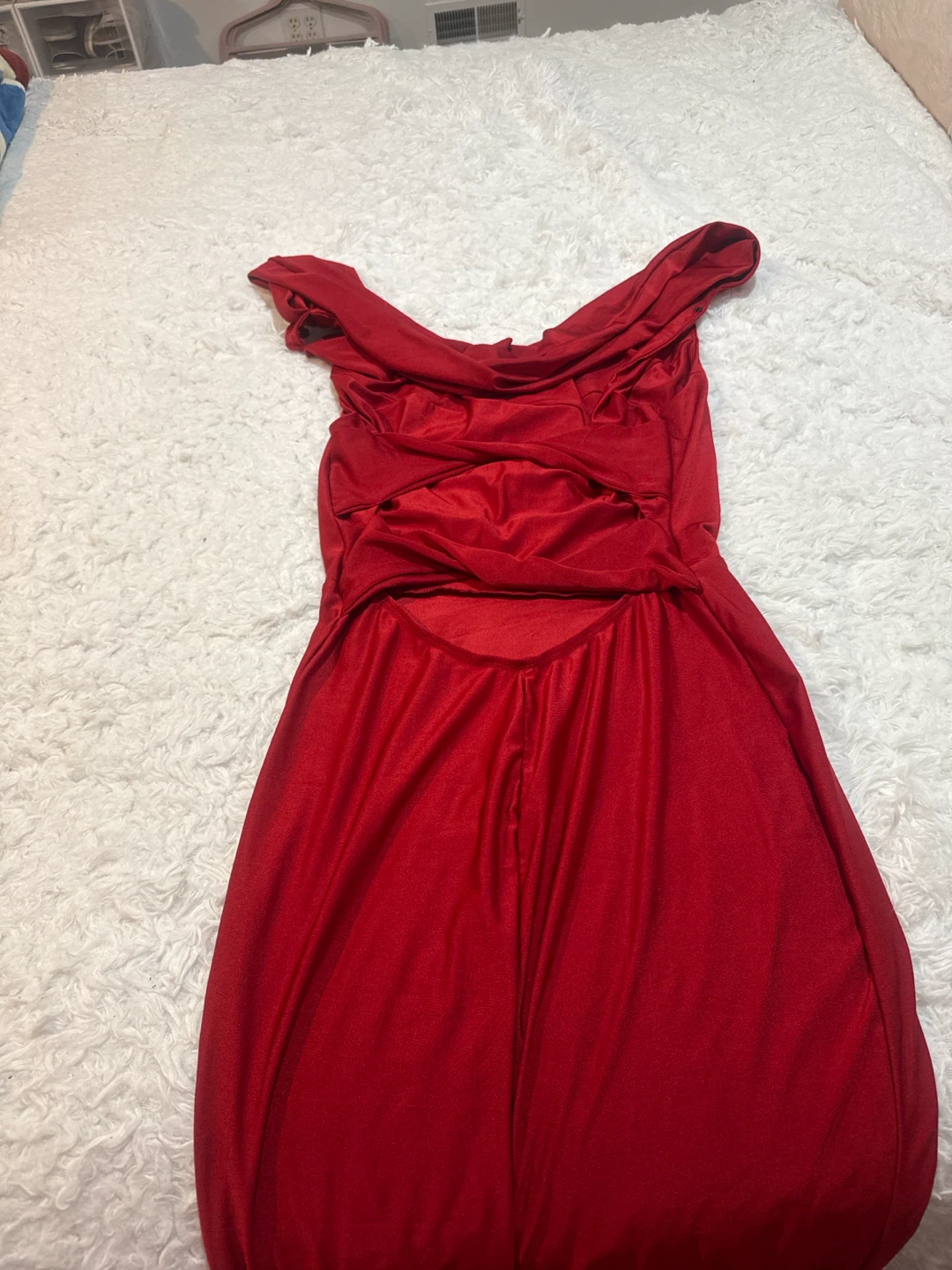 Red Off-the-Shoulder Maxi Dress - photo 5