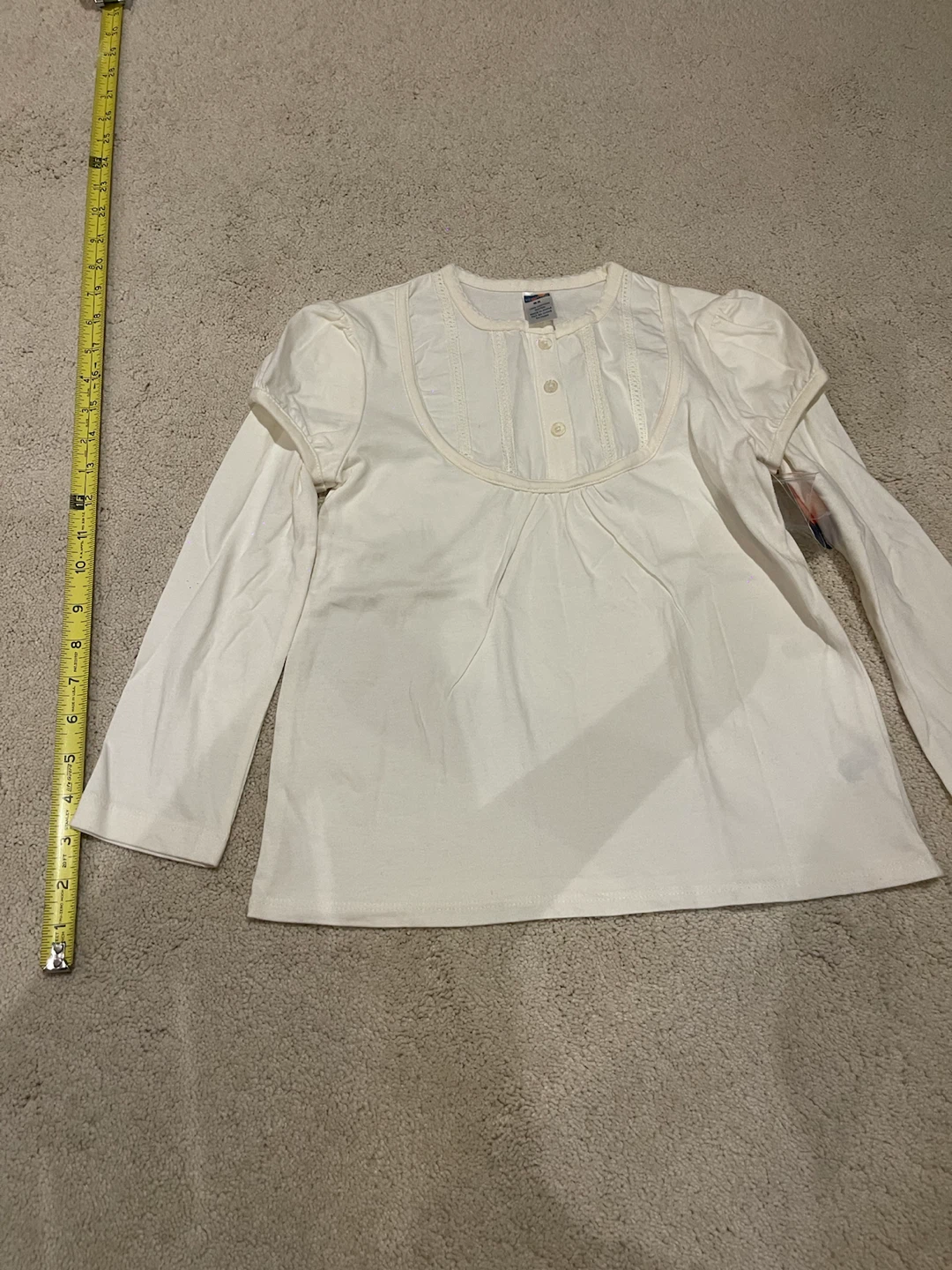 Vibrations Girls 6X Long Sleeve Cream Top