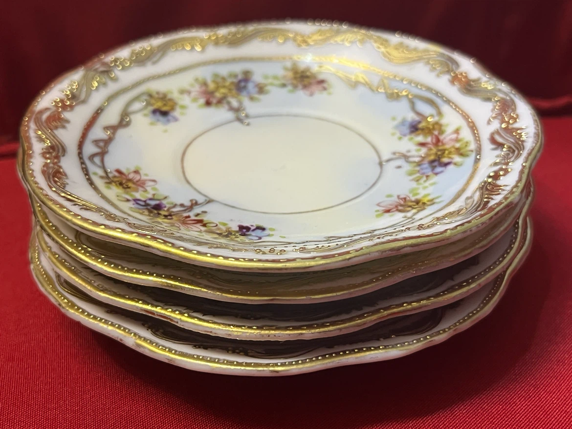 Antique Floral Saucers - Set of 4