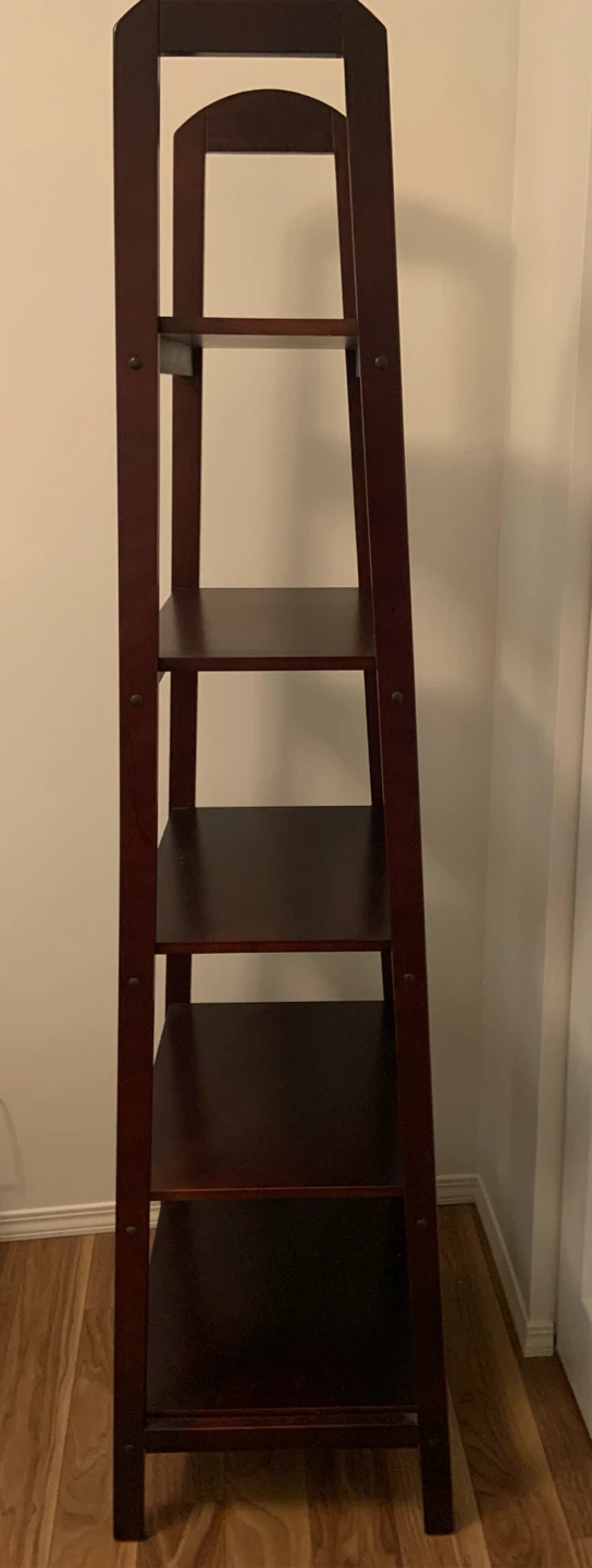 Dark Brown 5-Tier Leaning Bookshelf