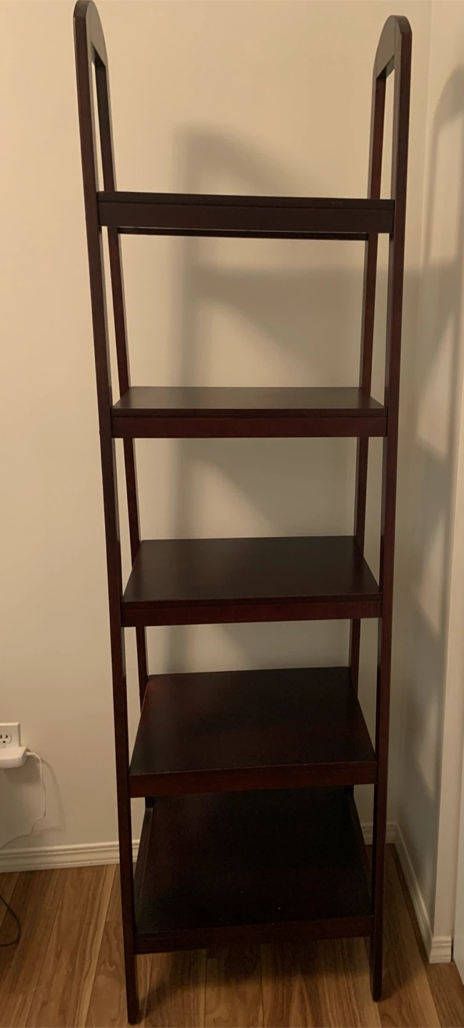 Dark Brown 5-Tier Leaning Bookshelf - photo 2