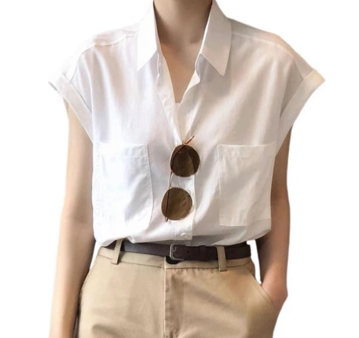 White Sleeveless Button-Up Shirt, brand new!🌴 - photo 2