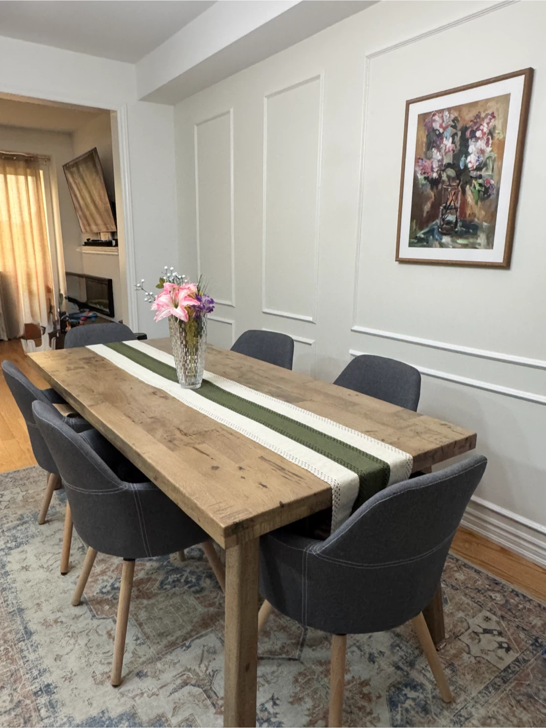 Rustic solid wooden dining table