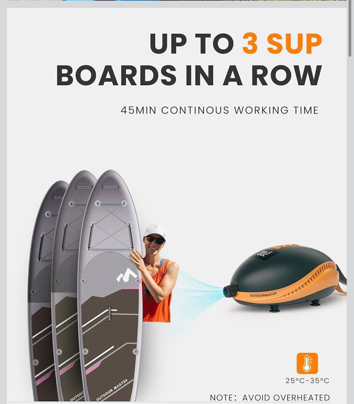 OutdoorMaster Paddle Board SUP Electric Air Pump - photo 5
