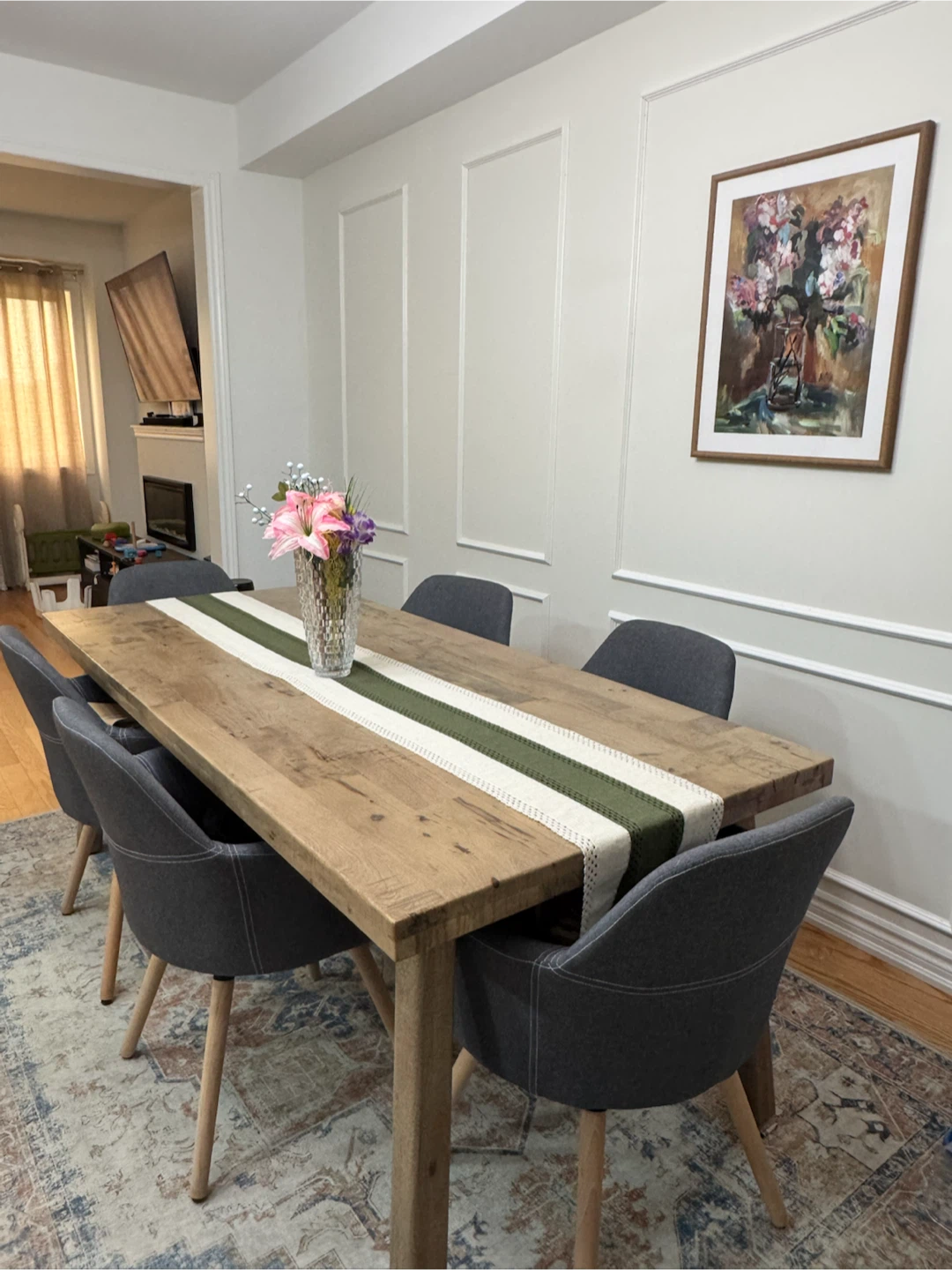 Rustic solid wooden dining table - photo 3