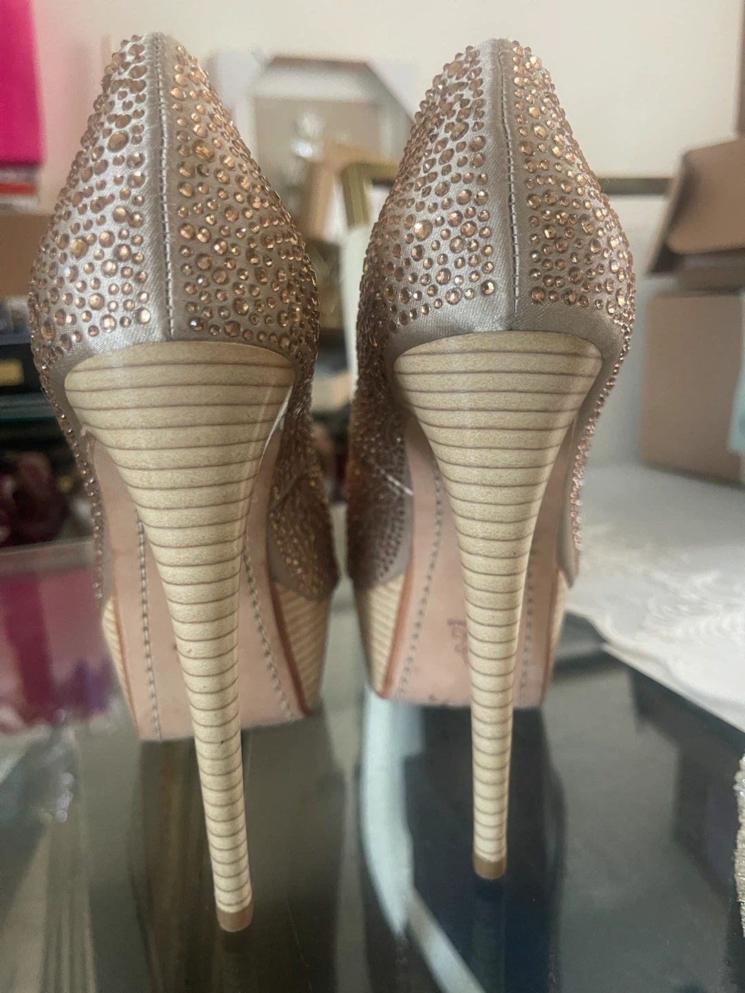 Alice + Olivia Embellished Peep-Toe Heels - photo 3