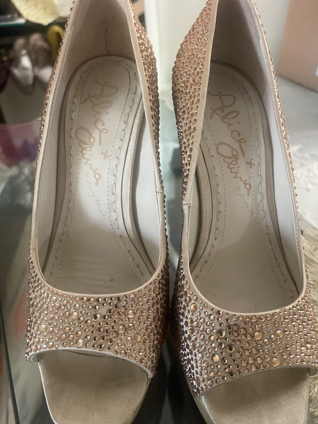 Alice + Olivia Embellished Peep-Toe Heels - photo 5