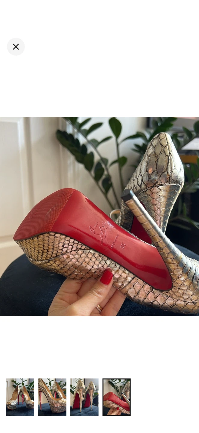 Christian Louboutin Peep-Toe Heels - Python Print - Size 35 - photo 3