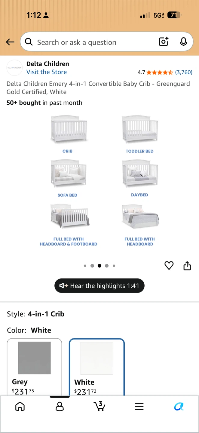 Delta Children White 4-in-1 Convertible Crib - photo 2