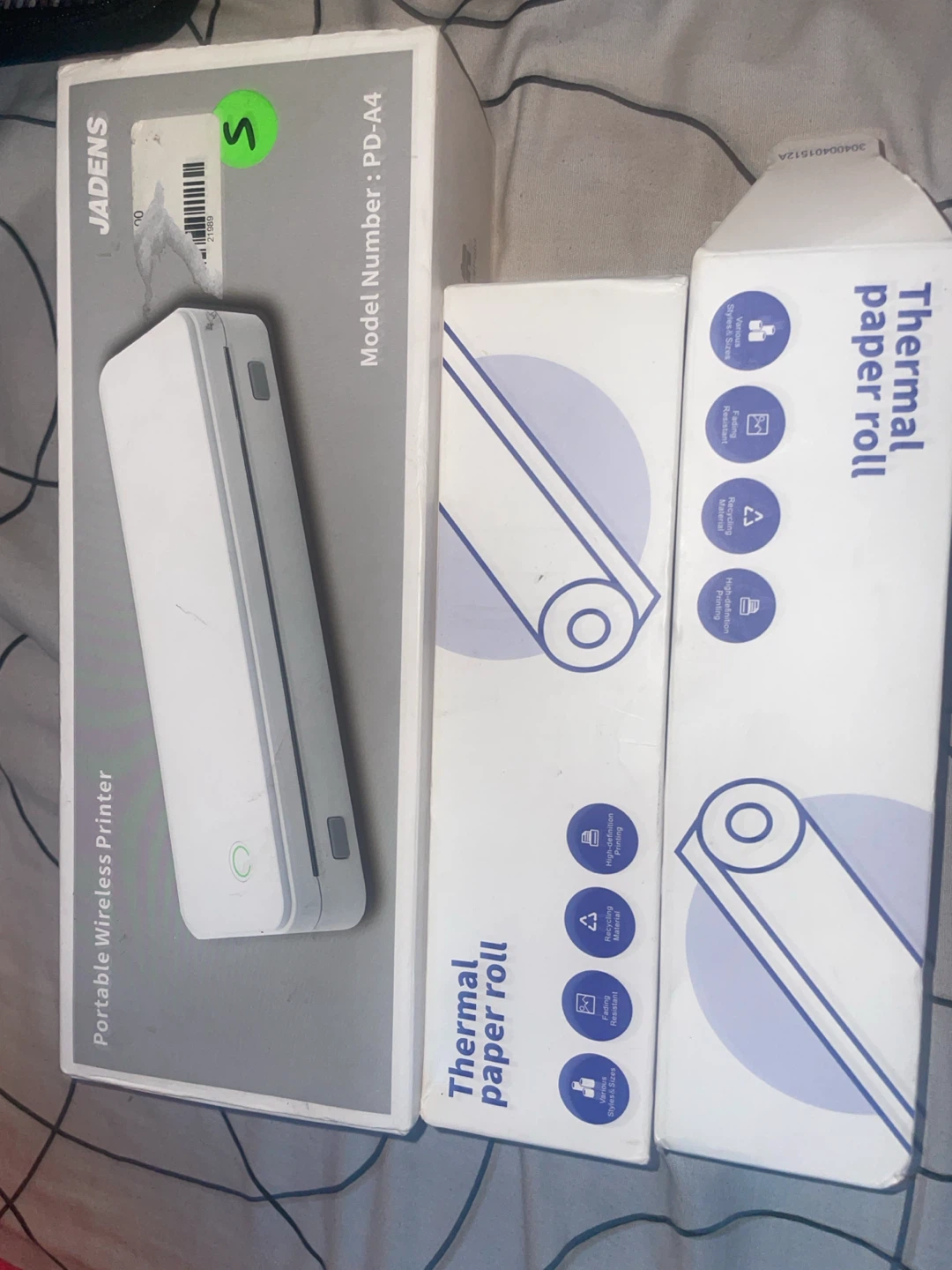 JADENS Portable Wireless Printer PD-A4 with Thermal Paper Rolls