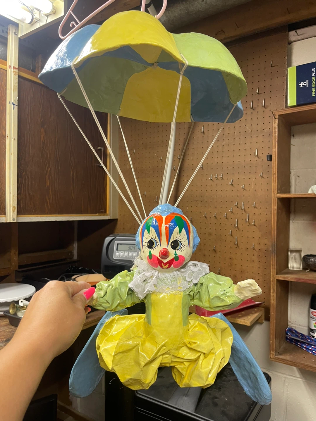 Handmade Parachuting Clown Figurine