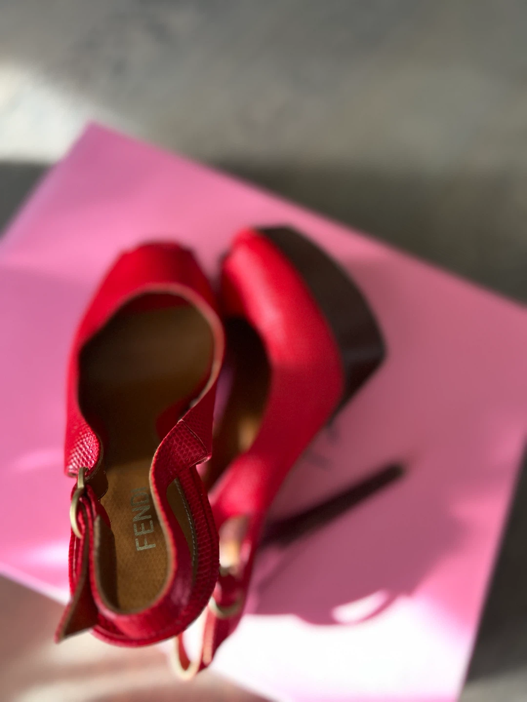 Fendi Red Peep-Toe Platform Slingbacks - photo 2