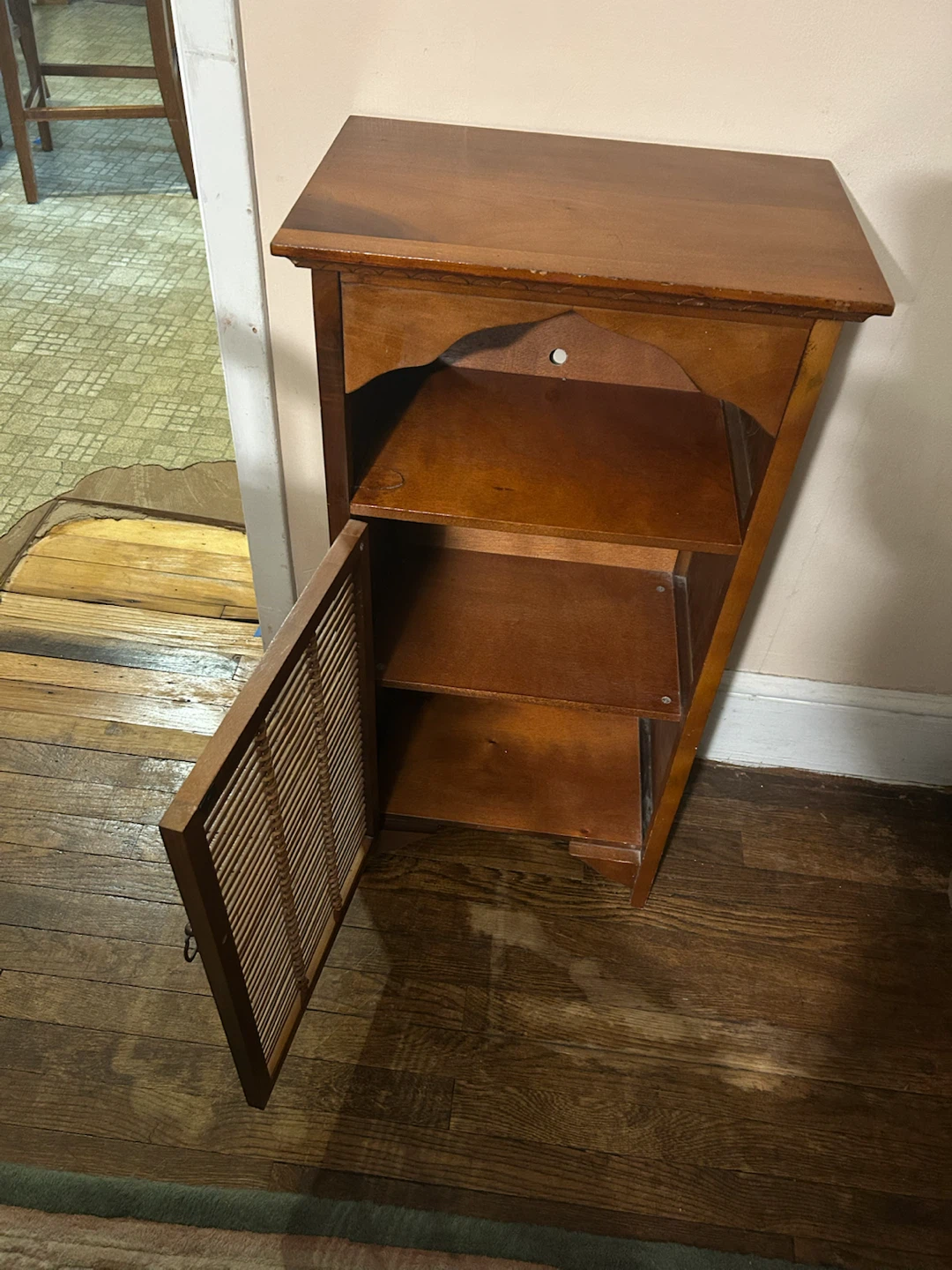 Wooden accent cabinet with slatted door - photo 2