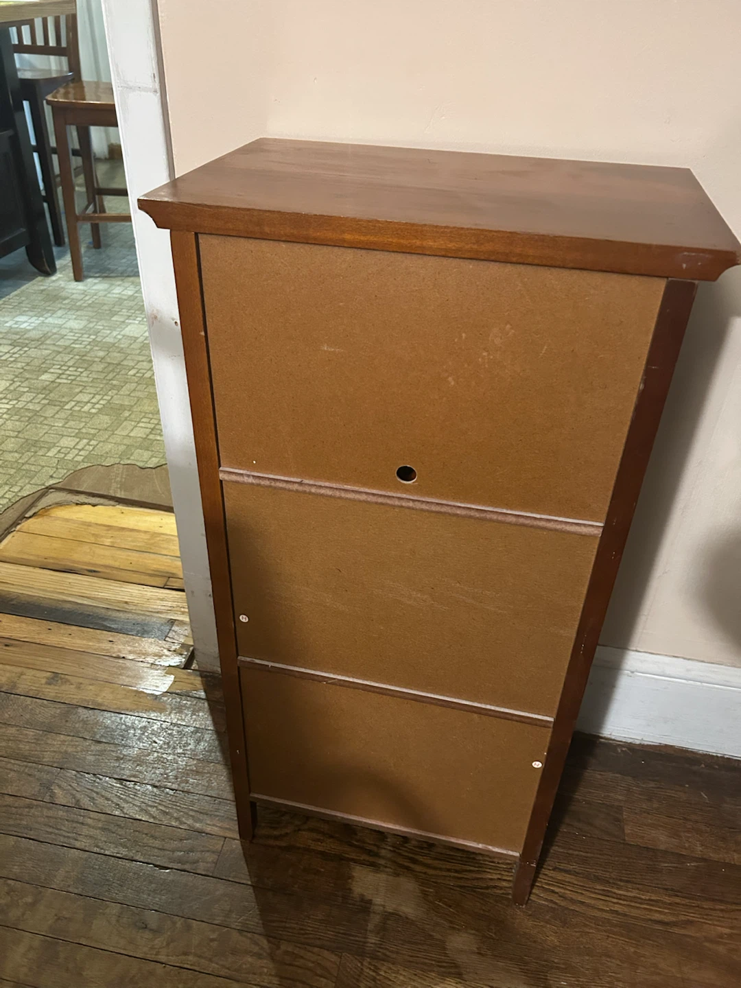 Wooden accent cabinet with slatted door - photo 5