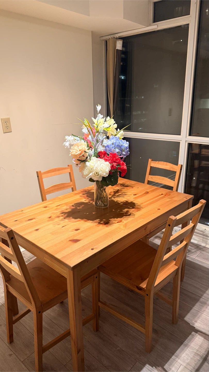 Wooden Dining Table with 4 Chairs
