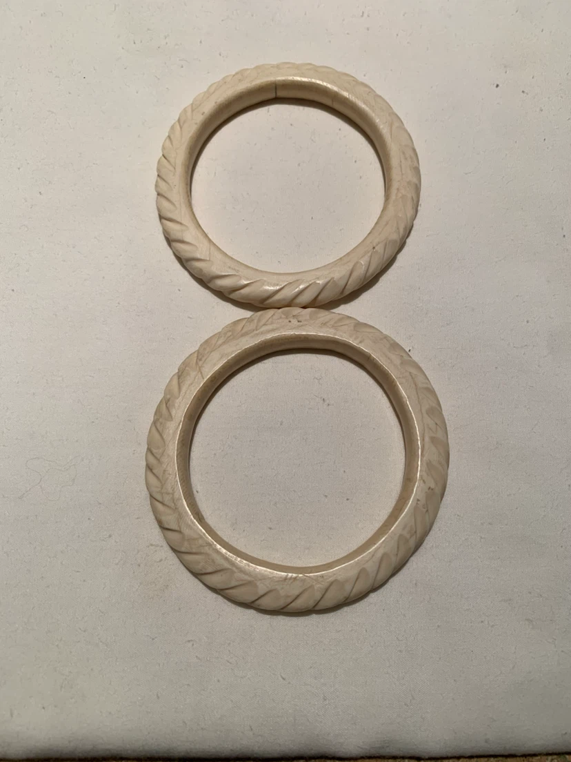 Carved Cream Bangles Set of 2