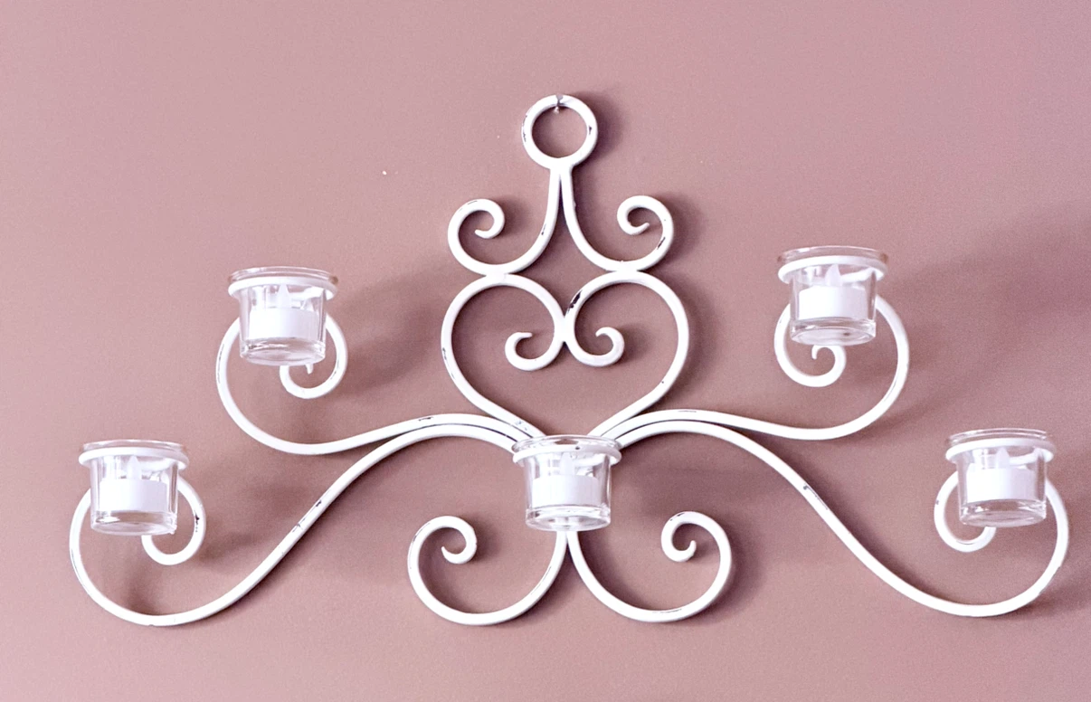 Rustic white metal sconce from party lite