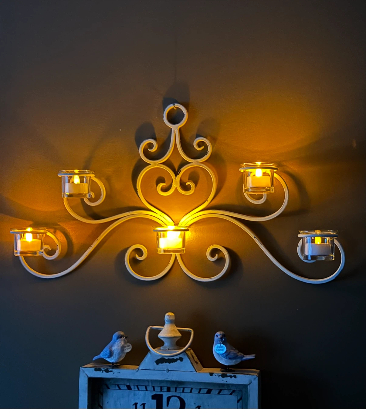 Rustic white metal sconce from party lite - photo 2