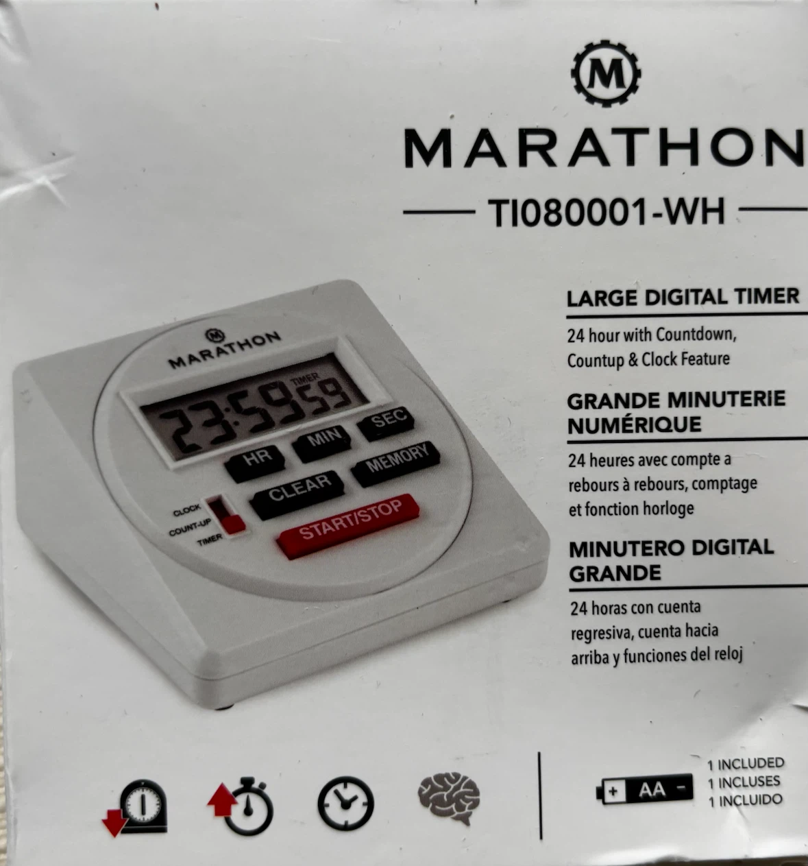 Marathon Large Digital Timer TI080001-WH