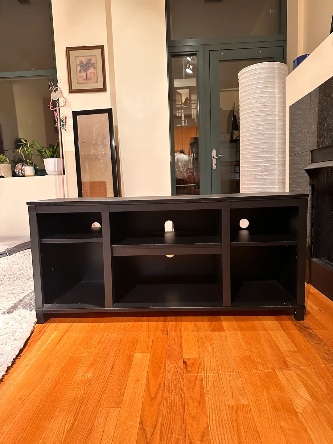 Black TV Stand with Shelves
