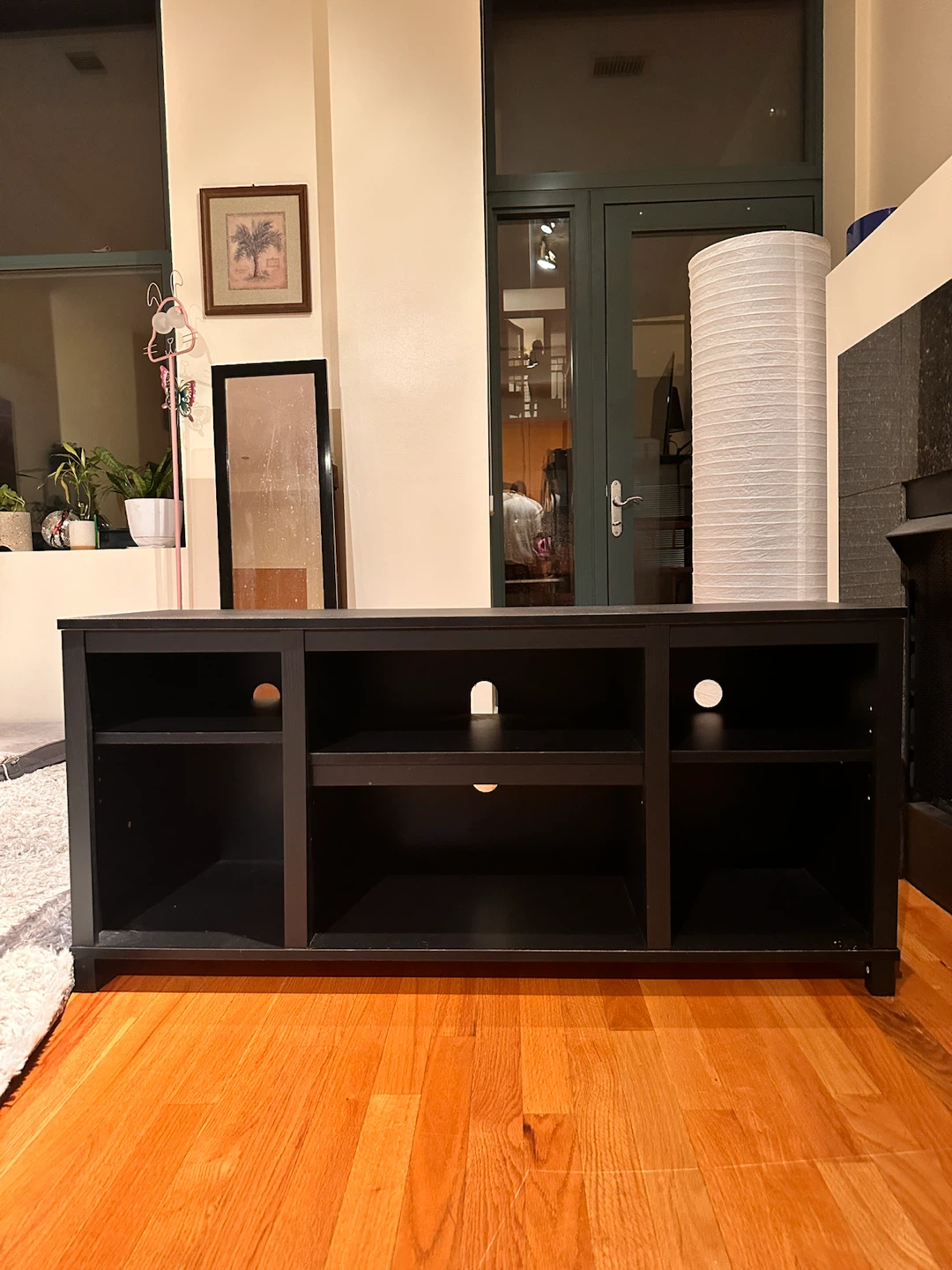 Black TV Stand with Shelves - photo 2