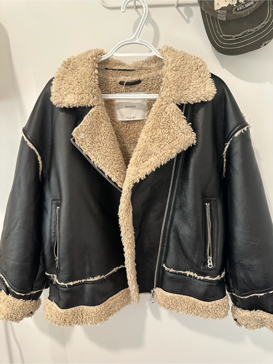 Bershka Faux Leather Aviator Jacket