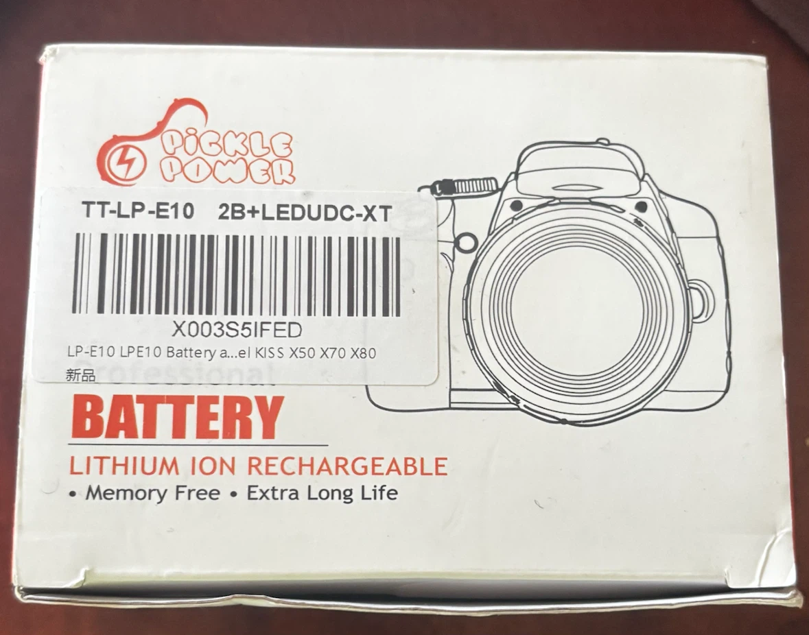 2 Pickle Power LP-E10 Lithium Ion Rechargeable Camera Battery