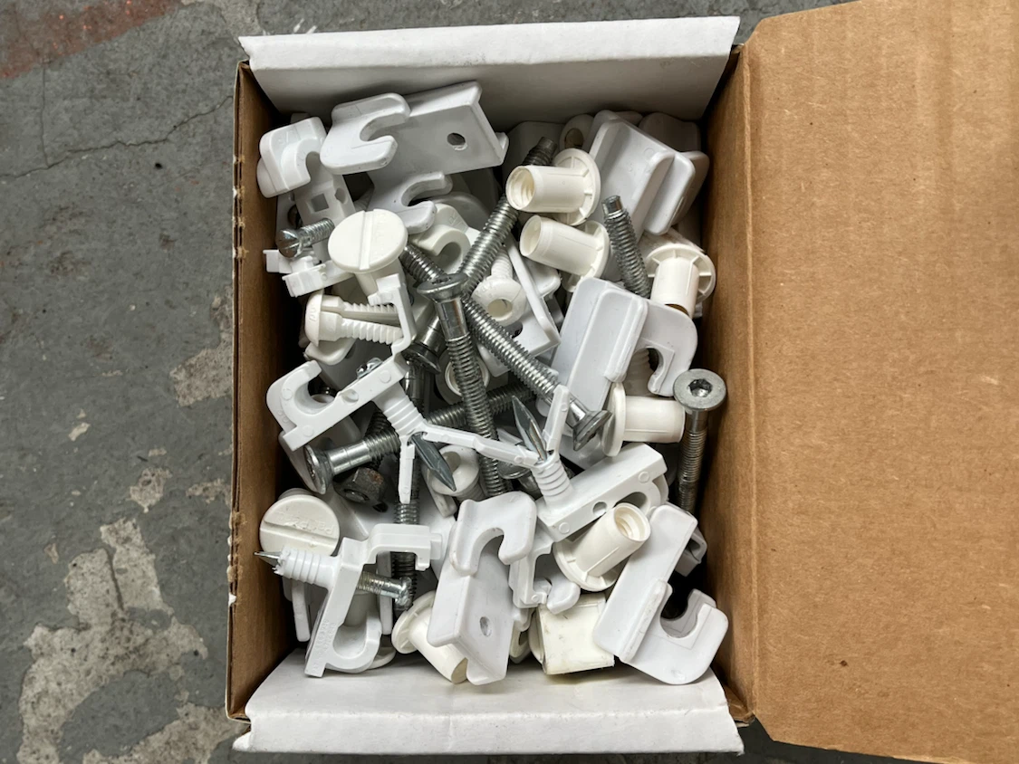 Assorted White Cable Clips and Fasteners